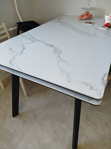 Керамический стол Норман 140(200)х80 серый мрамор larka grey / черный фото покупателя 3