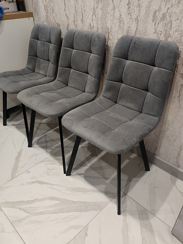 Стул на металлокаркасе Чилли синяя ткань / белый фото покупателя 360