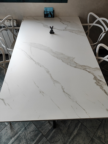 Керамический стол Вилли 140(200)х80 carmen light grey / черный фото покупателя 27