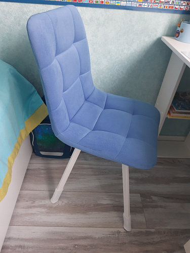 Стул на металлокаркасе Чилли синяя ткань / белый фото покупателя 1201