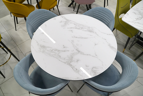 Стеклянный стол Нейтон белый мрамор / золото из шоурума 3