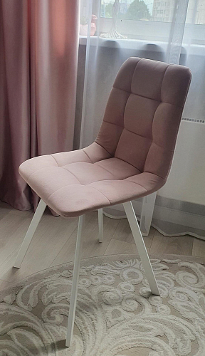 Стул на металлокаркасе Чилли К светло-серый велюр / черный каркас фото покупателя 680