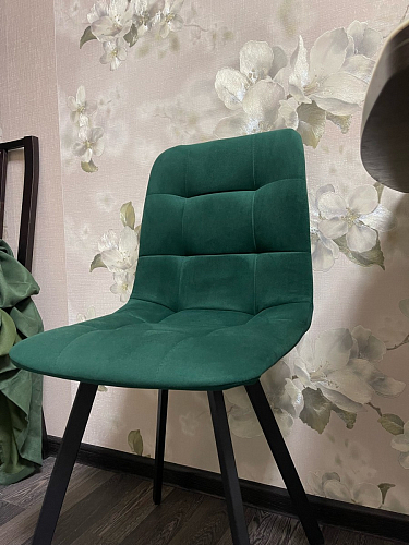 Стул на металлокаркасе Чилли К светло-серый велюр / черный каркас фото покупателя 1428