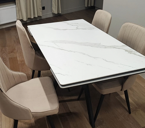 Керамический стол Вилли 140(200)х80 серый мрамор larka grey / черный фото покупателя 77