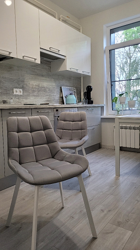 Стул на металлокаркасе Челси бежевый / белый каркас фото покупателя 53