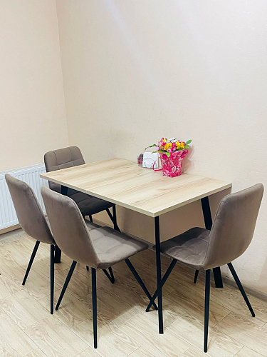 Деревянный стол Колон Лофт 120(160) х 75 черный матовый / бетон фото покупателя 64