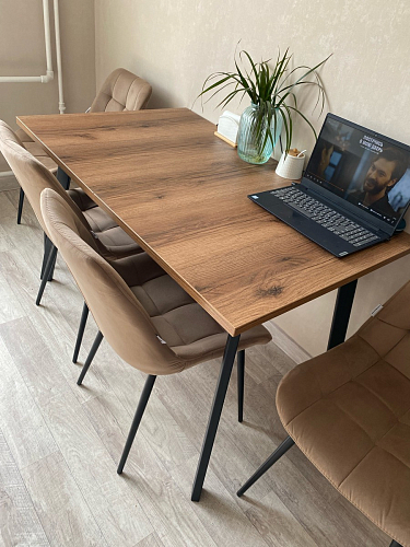 Стол раскладной Колон Лофт 120 32 мм дуб галифакс табако / черный матовый фото покупателя 140