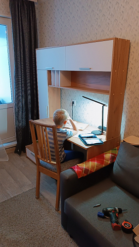 Письменный стол Лайт 03.243 дуб золотой (craft) / белый премиум фото покупателя 32