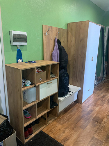 Обувница Эго Об-1 на подиуме бетон светлый / камень темный / серая стальная ткань фото покупателя 1