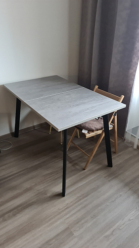 Стол Тринити Лофт 120 32 мм дуб галифакс табако / черный матовый фото покупателя 612