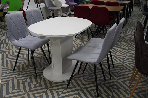 Стол на тумбе Порламар белый глянец из шоурума 1