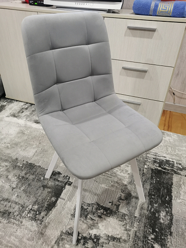 Стул на металлокаркасе Чилли К светло-серый велюр / черный каркас фото покупателя 266