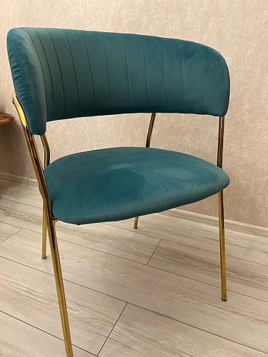 Стул на металлокаркасе Kamelia green / gold фото покупателя 59