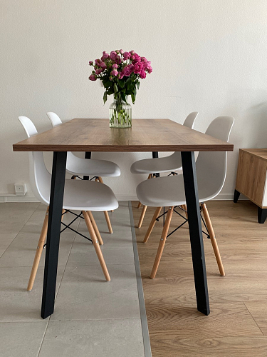 Стол Тринити Лофт 120 32 мм дуб галифакс табако / черный матовый фото покупателя 360