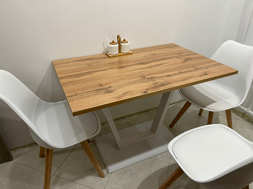 Стол на тумбе Мичиган Лофт 110х70 25 мм дуб вотан / черный матовый фото покупателя 6