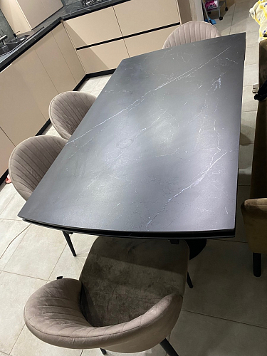 Керамический стол Готланд 160(220)х90х79 белый мрамор / черный фото покупателя 27