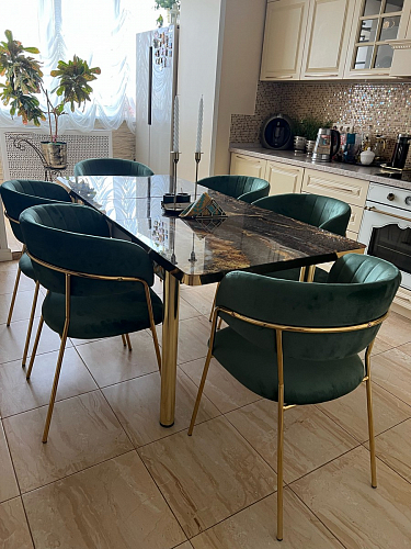 Стул на металлокаркасе Kamelia зеленый / золото фото покупателя 67