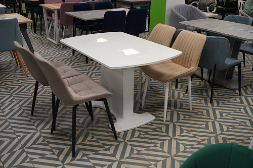 Стул на металлокаркасе Седа 360 К латте (velutto 08) / белый из шоурума 1