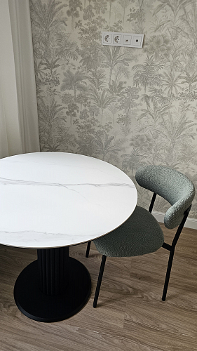 Керамический стол Кэмерон 90х90х75 белый мрамор snow white / черный фото покупателя 6