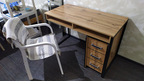 Письменный стол Леон Лофт черный матовый / дуб вотан фото покупателя 166