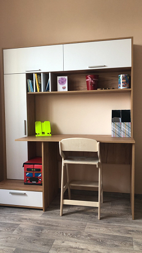 Письменный стол Лайт 03.243 дуб золотой (craft) / белый премиум фото покупателя 5