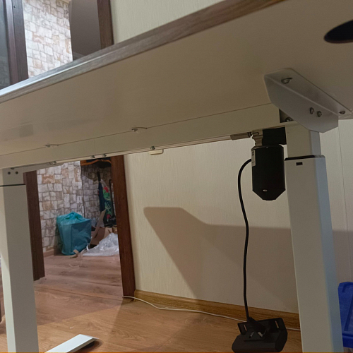 Компьютерный стол Маркос с механизмом подъема 140х80х75 белый / вотан дуб фото покупателя 40