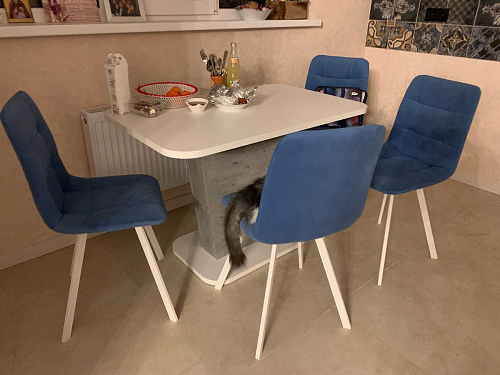 Стул на металлокаркасе Чилли синяя ткань / белый фото покупателя 976