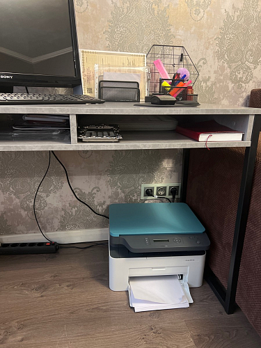 Письменный стол Леон Лофт дуб делано светлый / белый матовый фото покупателя 136