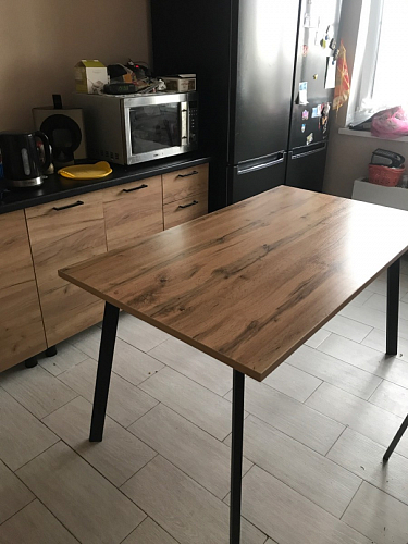 Стол Тринити Лофт 120 32 мм дуб галифакс табако / черный матовый фото покупателя 675