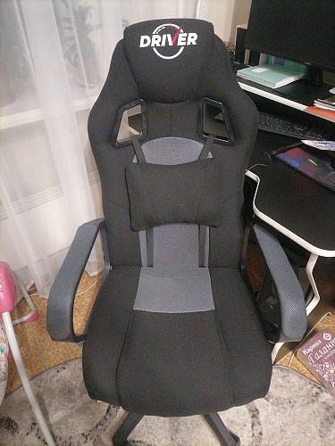 Компьютерное кресло Driver/Драйвер кожзам черный / ткань синий фото покупателя 71