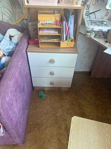 Компьютерный стол Ганор левый дуб вотан / белый  - Уцененный экземпляр фото покупателя 4