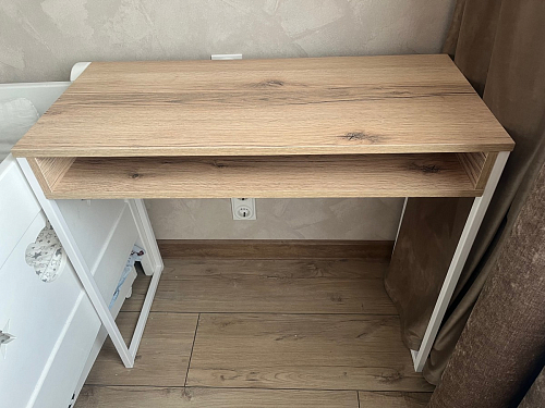 Письменный стол Лео Лофт дуб делано темный / белый матовый фото покупателя 1