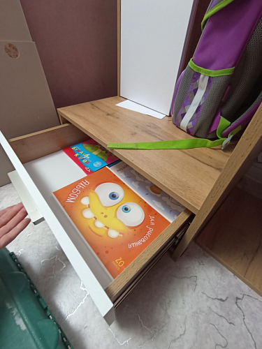 Письменный стол Лайт 03.243 дуб золотой (craft) / белый премиум фото покупателя 176