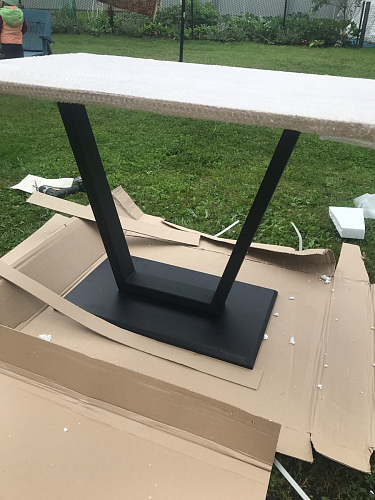 Стол на тумбе Мичиган Лофт 110х70 25 мм дуб вотан / белый / белый фото покупателя 3