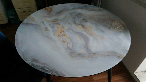 Стеклянный стол Анселм кианит / черный / золото фото покупателя 3