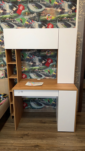 Письменный стол Комфорт 12.71 дуб золотой craft / белая аляска  - Уцененный экземпляр фото покупателя 2