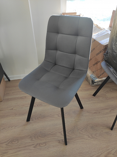 Стул на металлокаркасе Чилли К светло-серый велюр / черный каркас фото покупателя 158