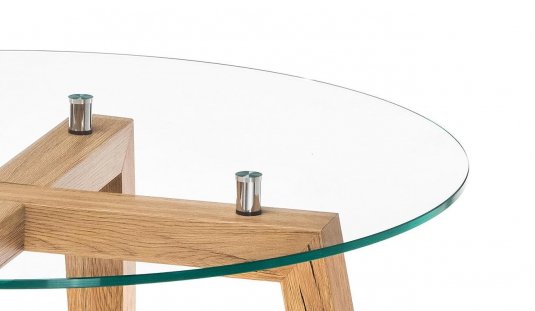 Стеклянный стол Ларс круг дуб монтана