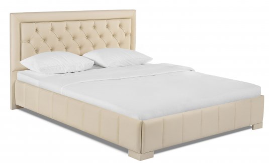 Кровать двуспальная №246 с ПМ 160 х 200 см МК 52 слоновая кость